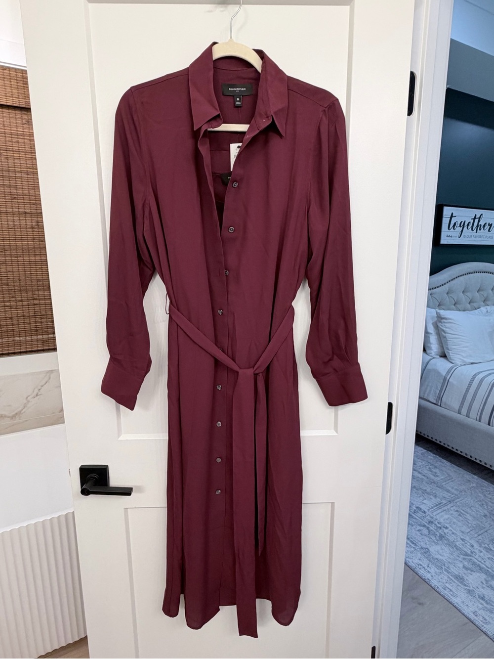 Banana Republic Midi Shirt Dress in Burgundy